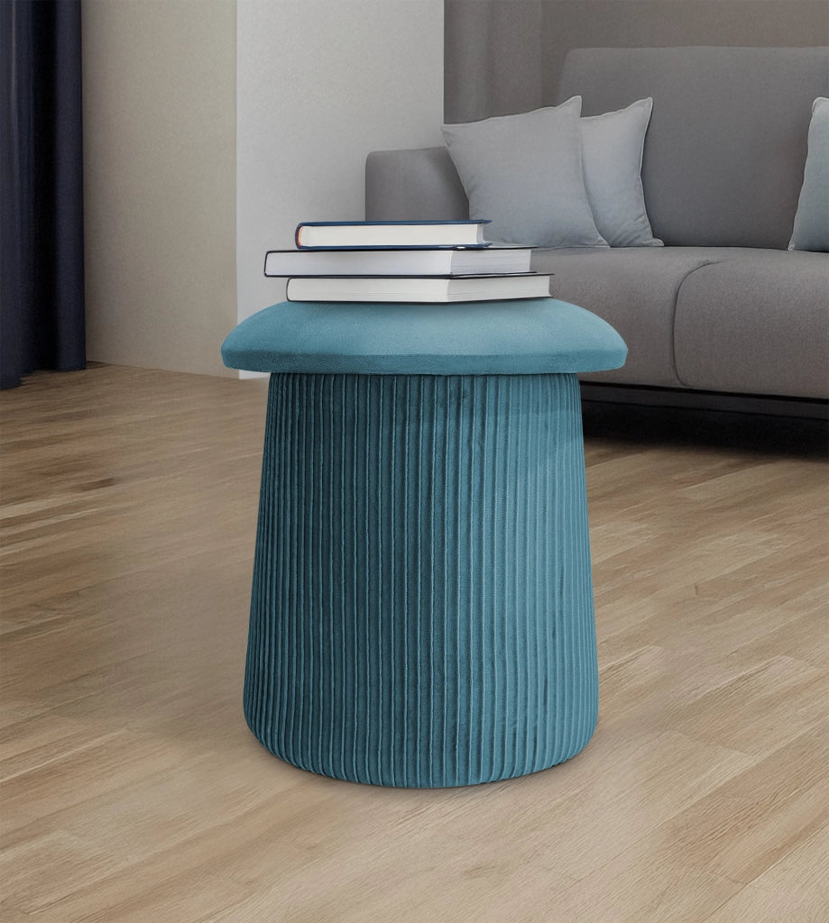 Pouf Contenitore in Velluto a Forma di Fungo – Poggiapiedi e Seduta Moderna 38x44 cm, Design Elegante Disponibile in 4 Colori Petrolio
