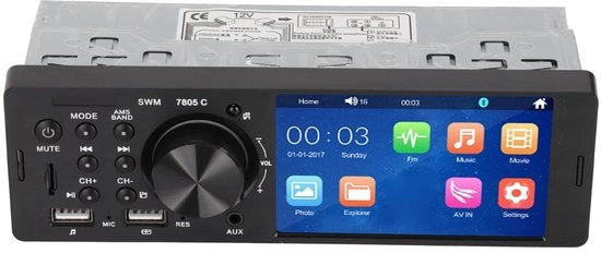Stereo Auto Bluetooth - 4.1 Pollici HD - Touchscreen - Doppio USB - Radio FM - Riproduttore MP5 - Adatto per Modifica Auto