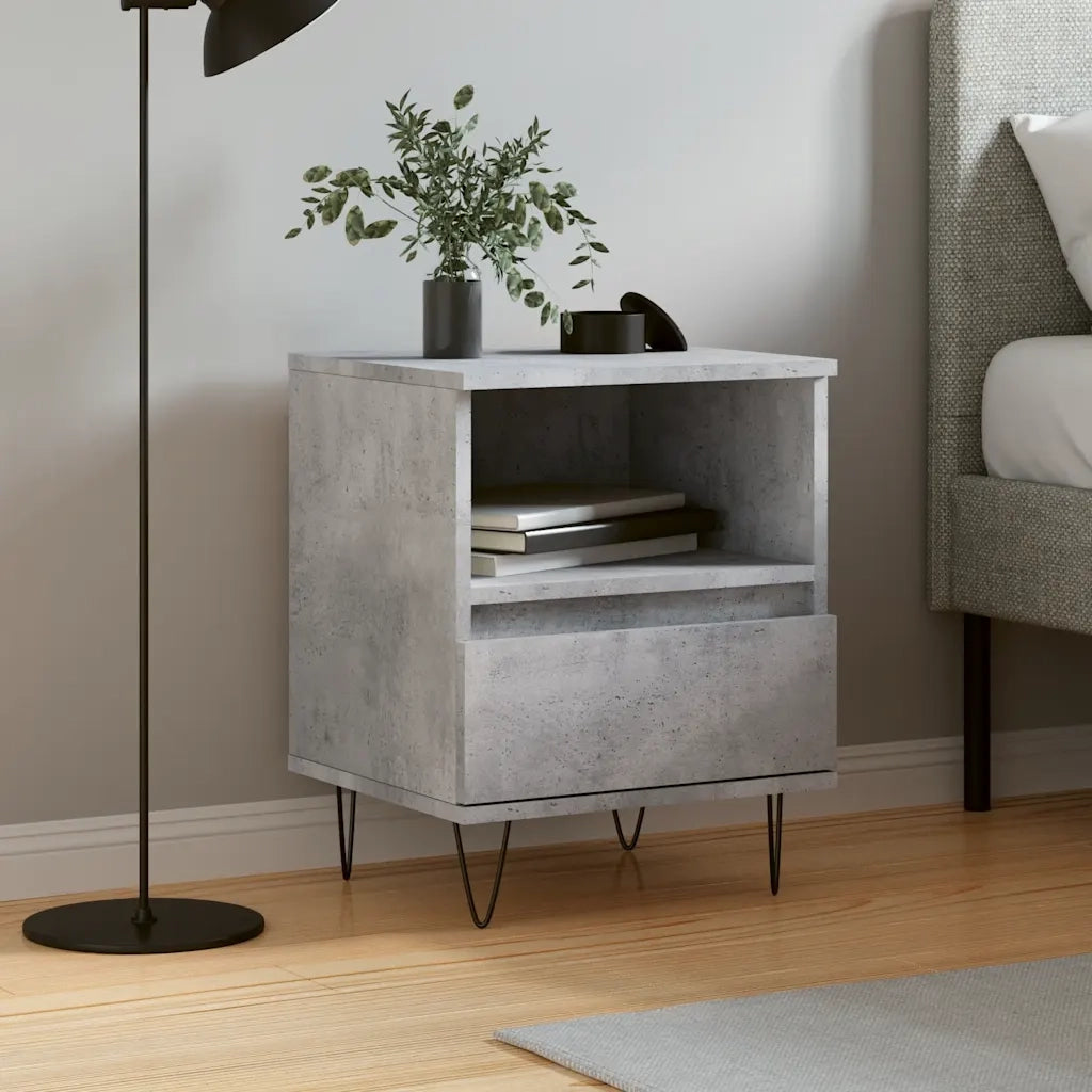 Comodino-Tavolino da notte Grigio Cemento 40x35x50 cm in Legno Multistrato 997151
