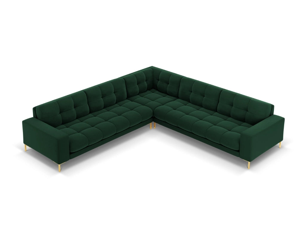 Cosmopolitan Design - Divano angolare reversibile "Bali" 6 posti in velluto verde bottiglia 