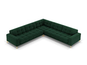 Cosmopolitan Design - Divano angolare reversibile "Bali" 6 posti in velluto verde bottiglia 