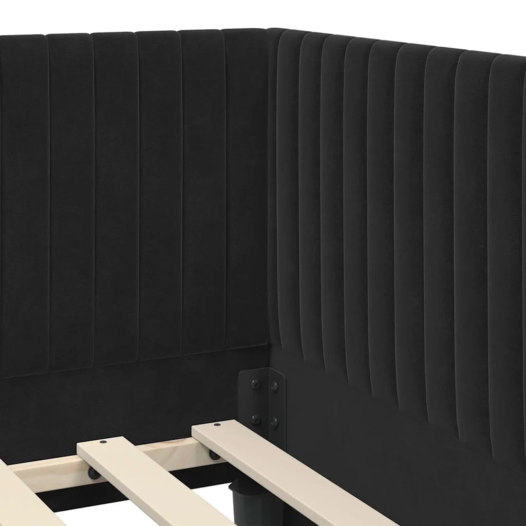 Cornice del letto ad angolo Nero 80 cm x 200 cm Velluto