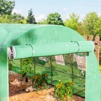 Telo Serra in PE con 8 Finestre, Porta Avvolgibile e Bordi Interrati, 4x3x2 m, Verde