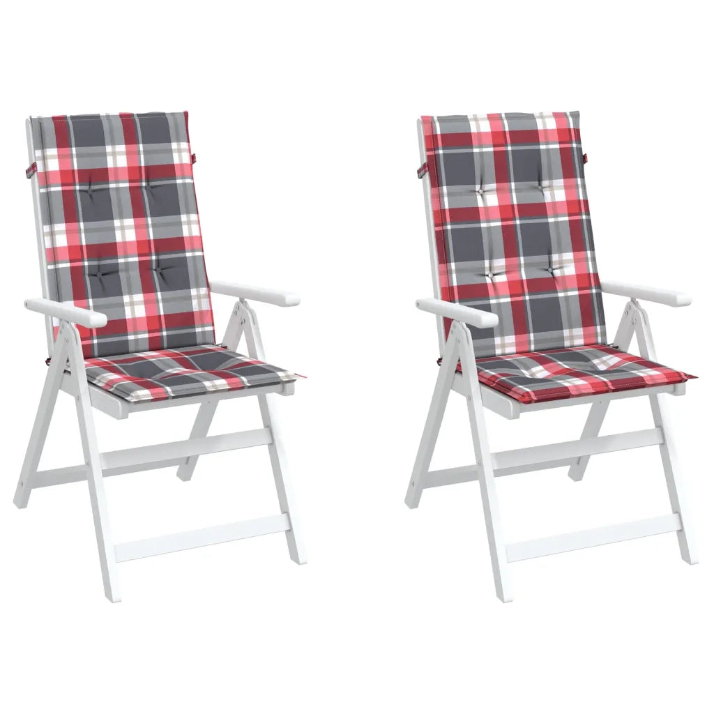 Cuscini per Sedie 2 pz Rossi a Quadri 120x50x3 cm in Tessuto 314125