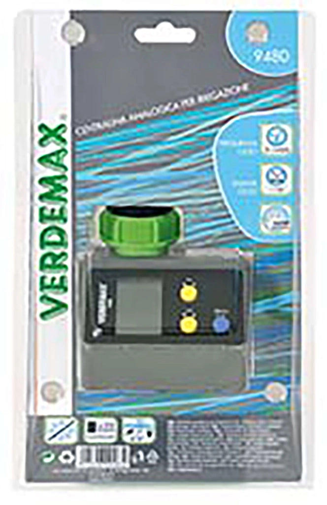 Centralina Digitale per Irrigazione Verdemax Programmabile 1h / 7g Durata 1-199 Minuti Attacco 3/4''-1'' con Display