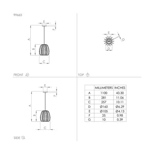 Lampadario Contemporaneo Encinitos Piccolo 1 Luce Acciaio Nero E Oro
