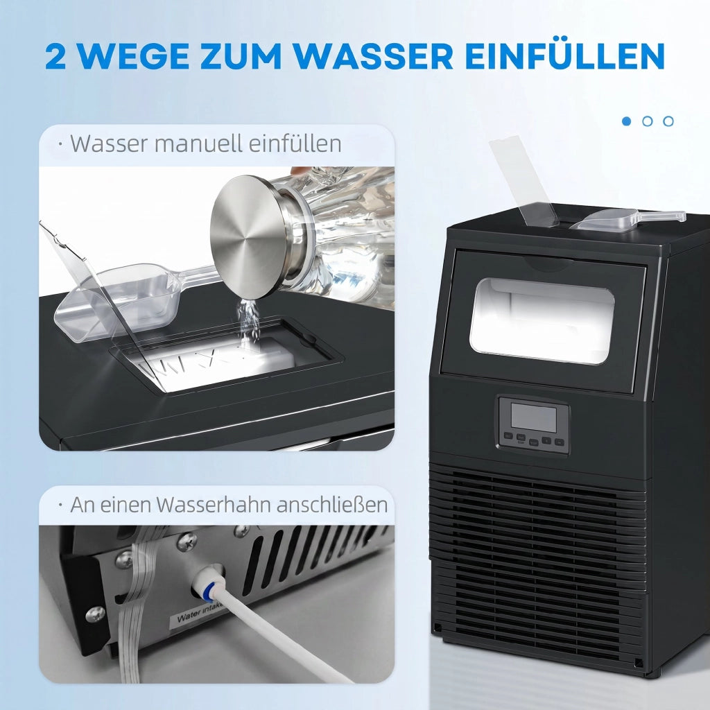 Macchina per Ghiaccio Autonoma 30 kg/24H ¨C zephmum ¨C 4 kg Serbatoio, Timer, Acciaio, Nero