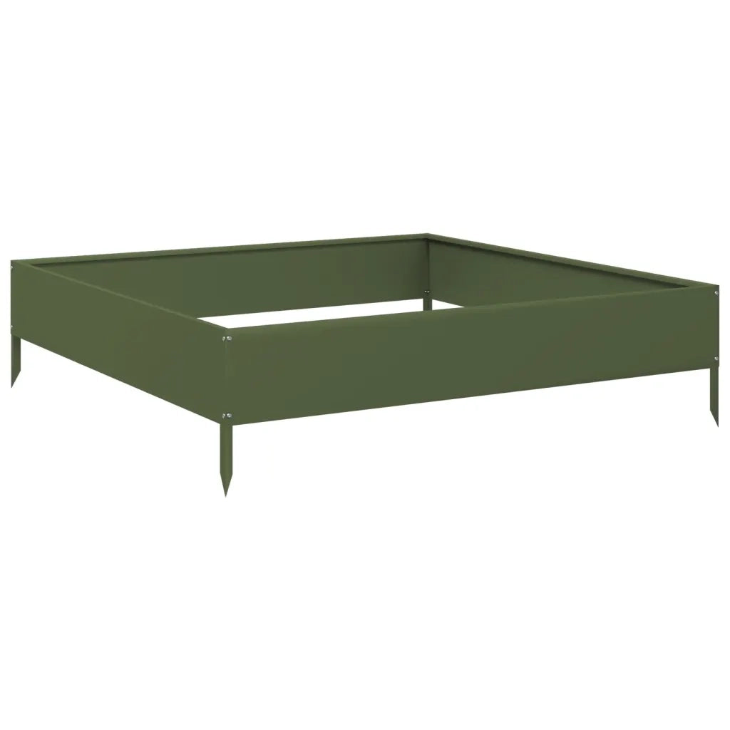Fioriera Rialzata Giardino-Vaso da Esterno-Supporto per Vaso Verde Oliva 100x100x26 cm Acciaio