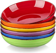Set di ciotole per pasta in ceramica da 42 oz grande, con 6 ciotole - soffiate e resistenti al lavastoviglie e al microonde - diverse colori
