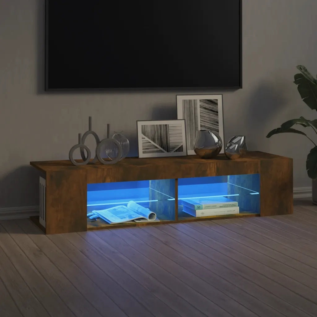 Mobile TV | Armadietto TV | Mobile Porta TV con Luci LED Rovere Fumo 135x39x30 cm