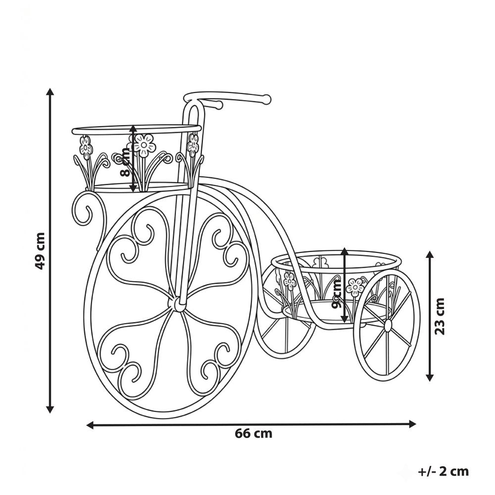 Fioriera a forma di bicicletta in ferro bianco sporco 66 x 24 x 49 cm Supporto per fiori da interno ed esterno