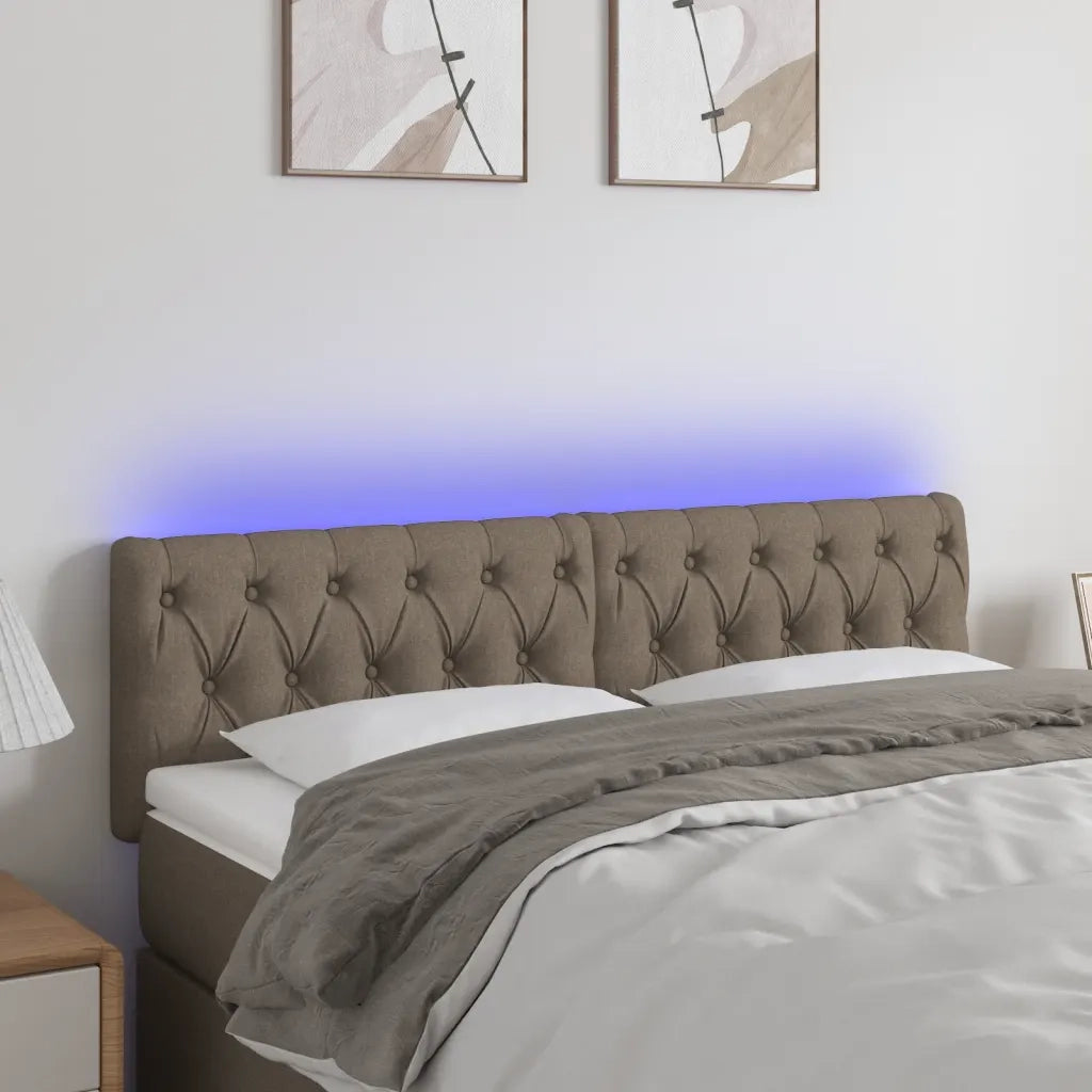 Testiera | Testata a LED Tortora 160x7x78/88 cm in Tessuto