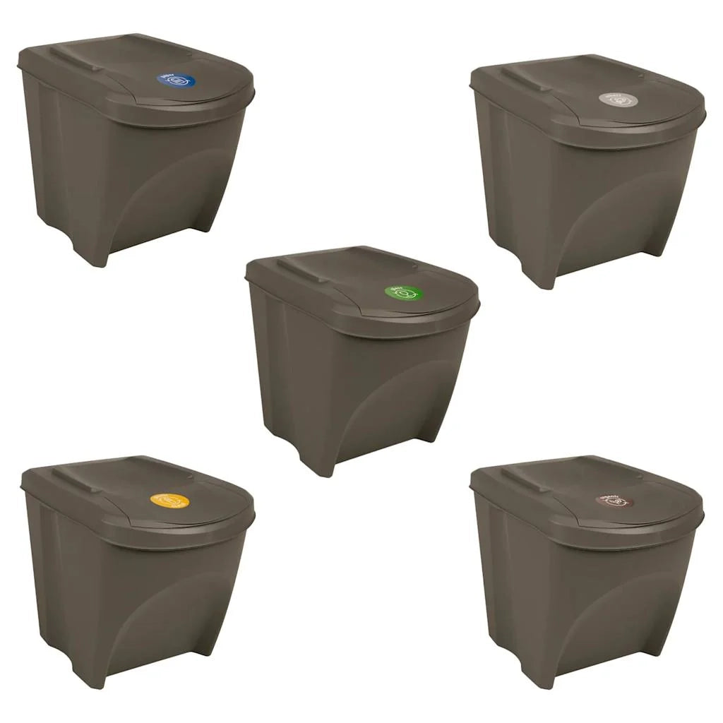 Contenitori per rifiuti impilabili 3 pezzi 75 L polipropilene grigio 02_0043894