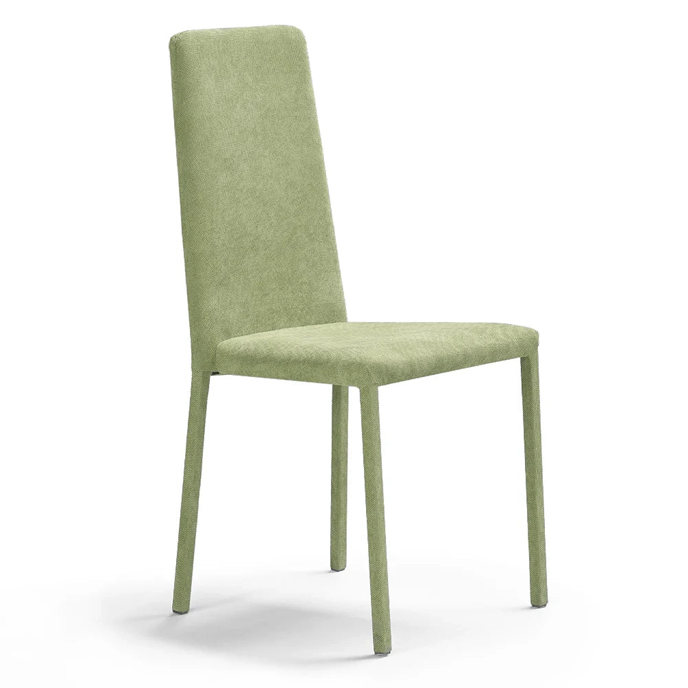 Set 4 sedie imbottite 100% MADE IN ITALY BETTY PLUS per sala da pranzo, cucina, soggiorno, design moderno, struttura robusta in metallo rivestita, schienale e seduta rivestiti in velluto colore Verde Lime
