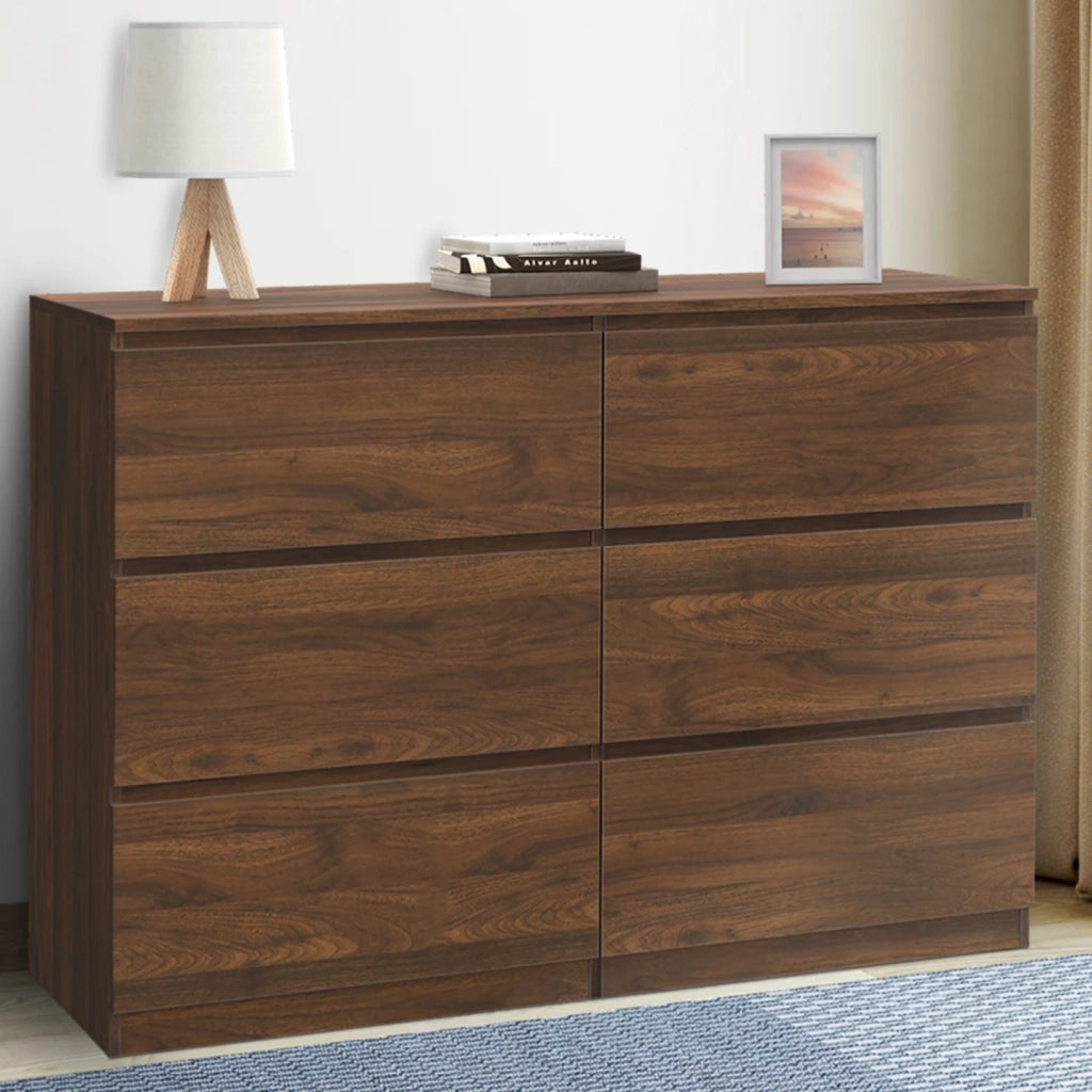 IDMarket - Arcón TOMI 6 cajones 110 cm efecto nogal