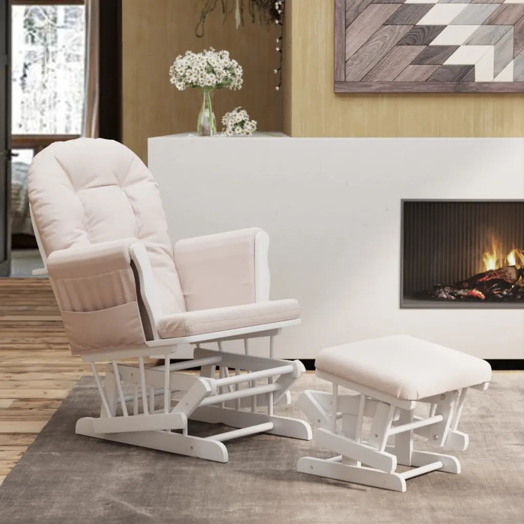 Poltrona | Sedia Relax Glider con Sgabello Rosa Chiaro in Tessuto