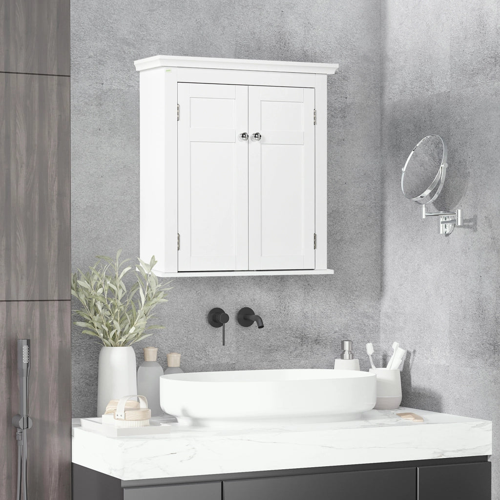 Mobile Bagno Sospeso con Ripiani Regolabili e Ante Magnetiche ¨C Minimal ¨C Bianco 58x24x60 cm