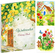 Libro di colorazione aquarello per adulti - 20 illustrazioni - Libro di colorazione rilassante - Fiori - Contorni leggermente marrone - Carta aquarello 160 gsm - Adatto per adulti principianti