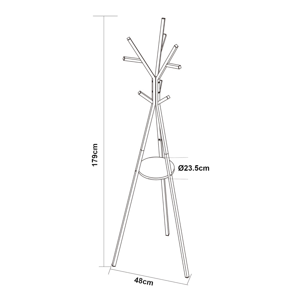 Appendiabiti da Terra Edet con Ripiano in Metallo Altezza 179 cm - Nero [en.casa]