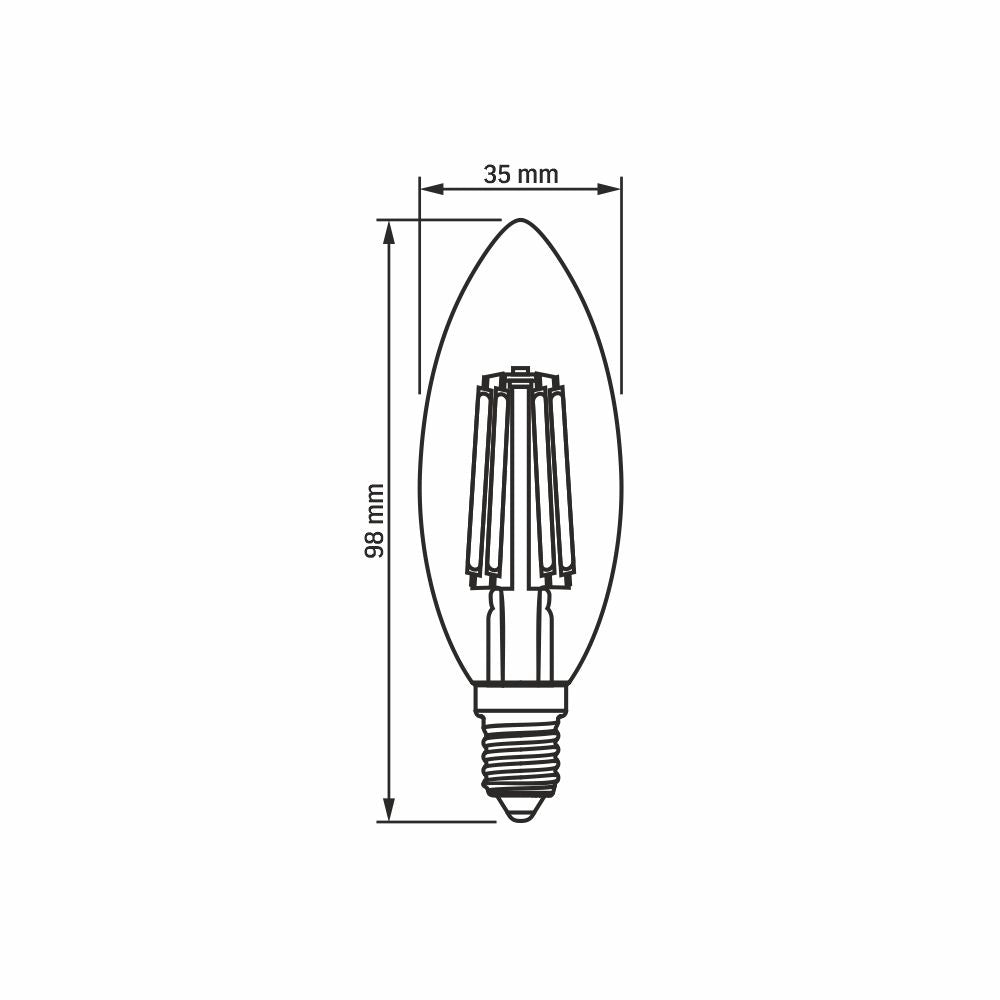 Lampadina LED filamento candela C35 E14 6W 806lm 3000K Videx
