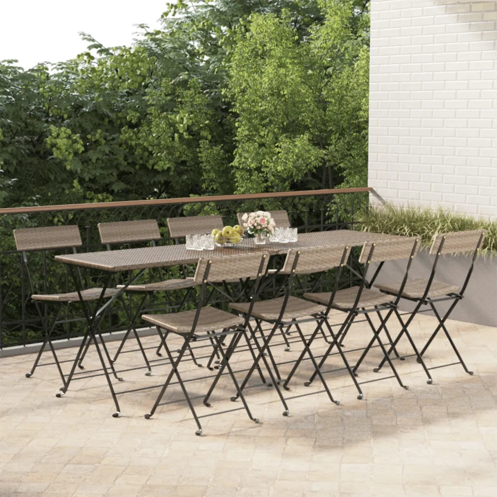 Sedie Pieghevoli da Bistr¨° 8 pz | Sedie da Esterno Grigie Polyrattan e Acciaio