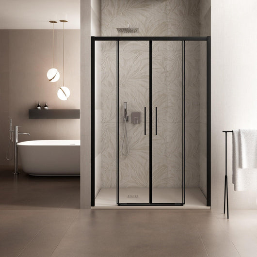 Porta Parete Doccia 140 cm 2 Ante Scorrevoli in Cristallo Trasparente 6mm H195 Bonussi Eliane