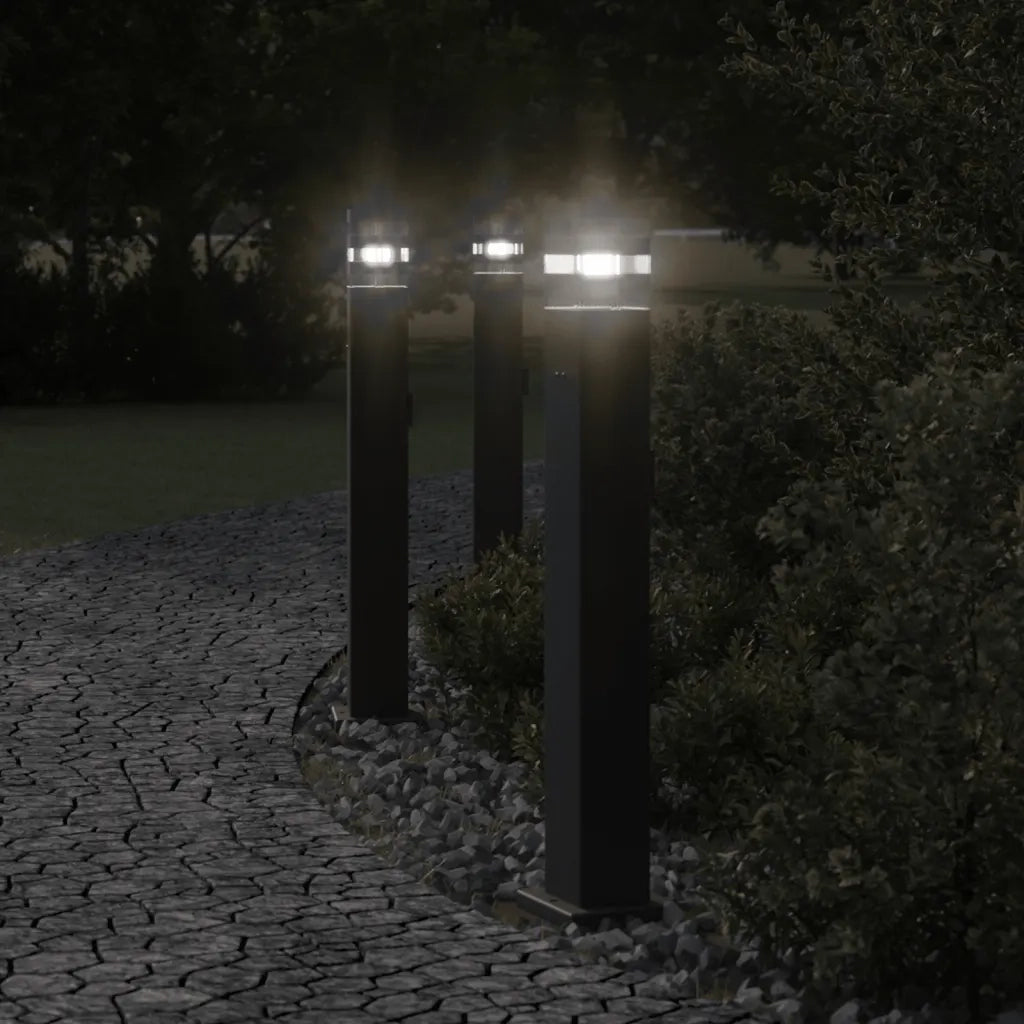 Lampade da Terra per Esterni con Presa 3 pz Nere 80 cm Alluminio CFW8016313