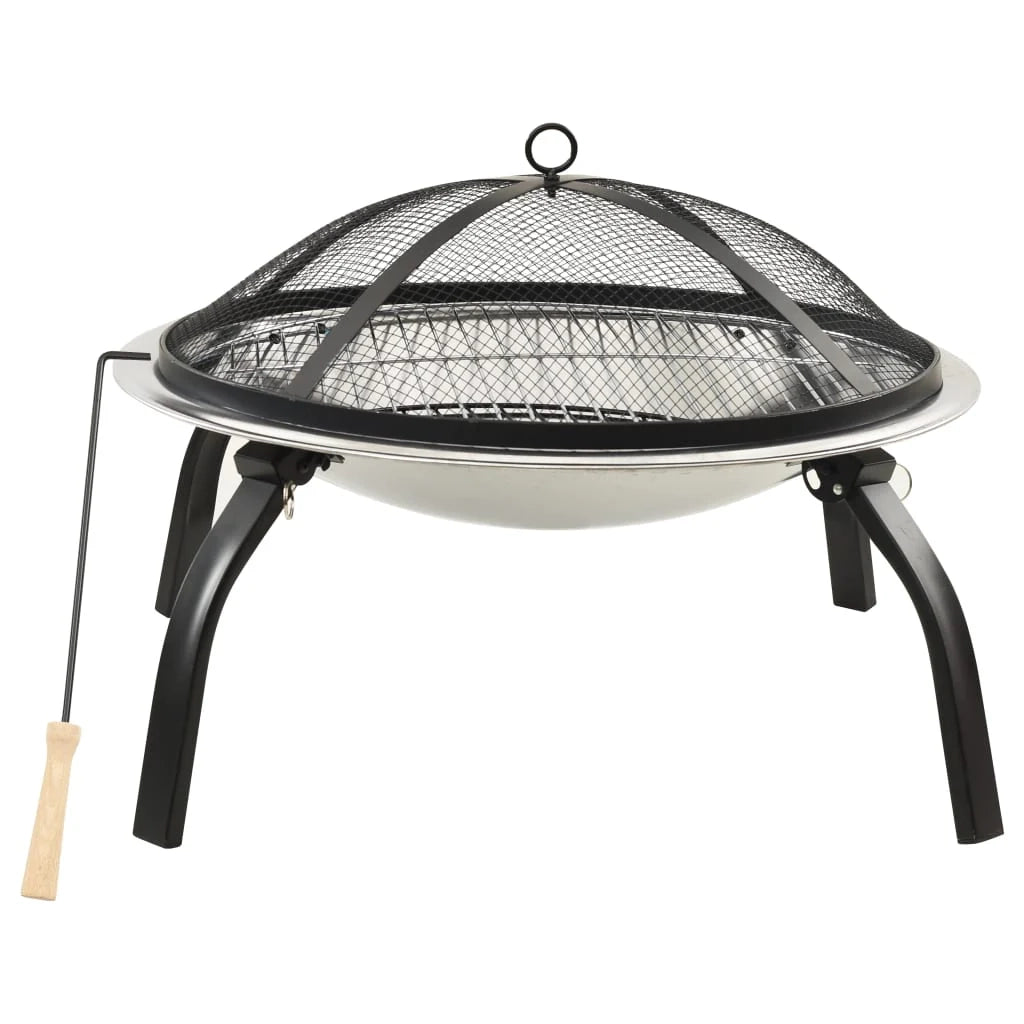 Braciere e barbecue con attizzatoio Camino 2 in 1 56 x 56 x 49 cm acciaio inox 02_0005916