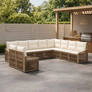 Set Divano da Giardino 10 pz Beige polyrattan 3436053
