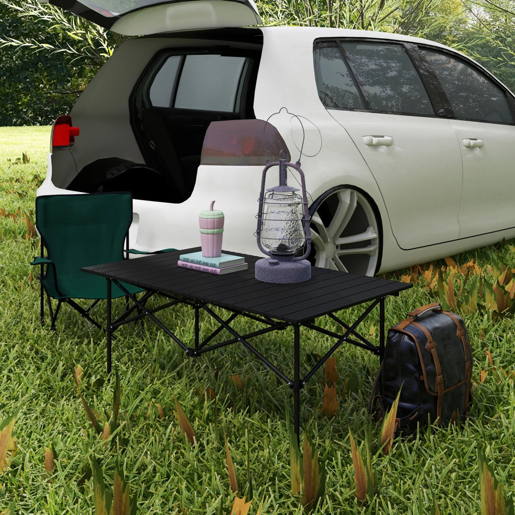 Tavolo pieghevole da giardino ¨C zephmum ¨C Nero, alluminio, 95x55 cm