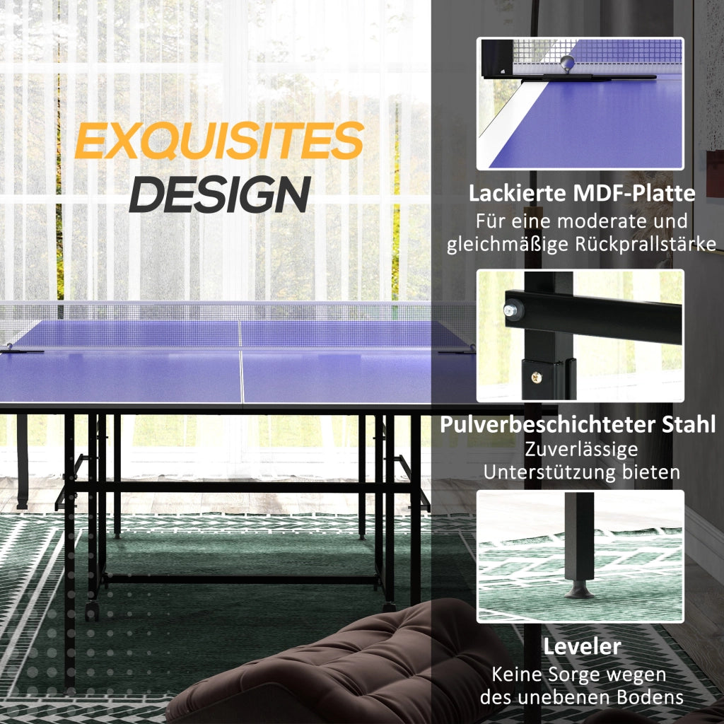 Tavolo da ping pong pieghevole ¨C zephmum ¨C 274x152,5x76 cm, blu, metallo