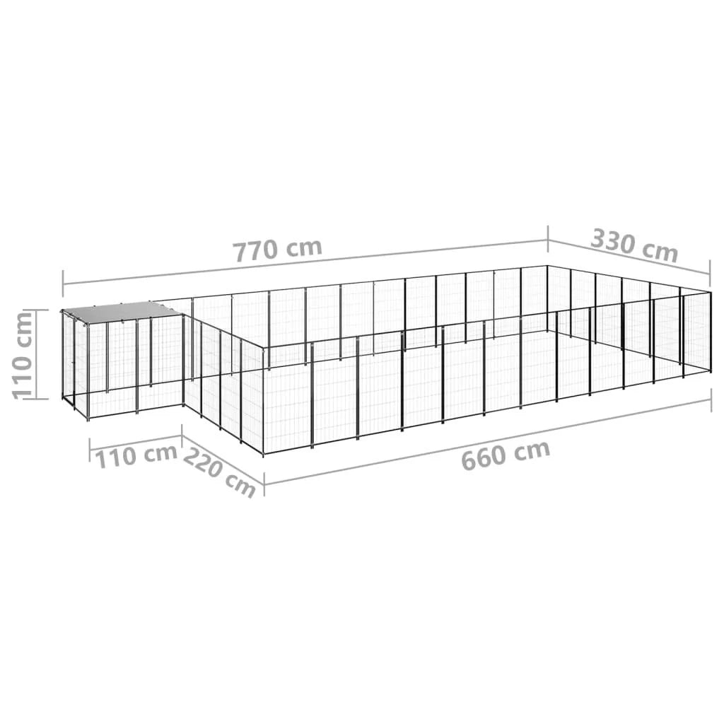 Recinto per animali da esterno per cani 22,99 m² acciaio nero 02_0000510
