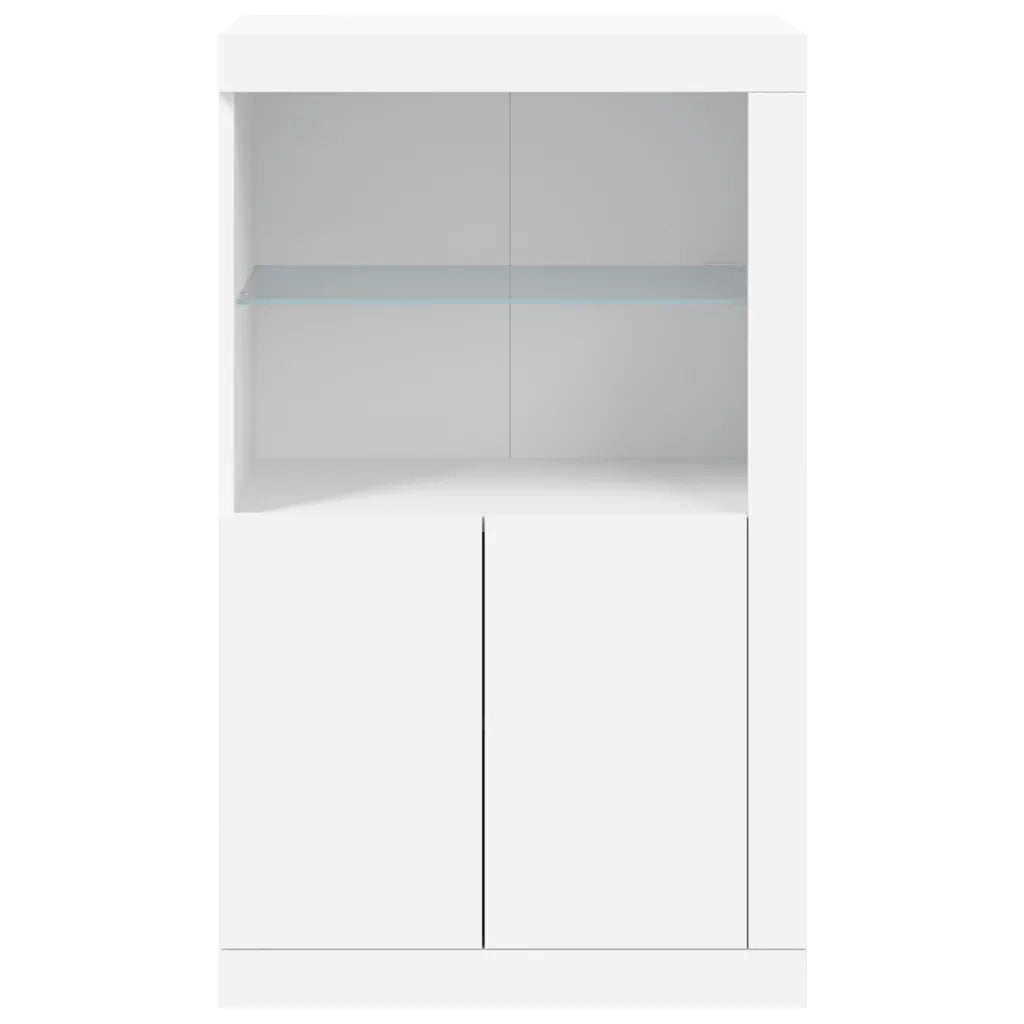 Mobiletto laterale contemporaneo con illuminazione a LED pratico contenitore 60,5 x 37 x 100 cm legno bianco 02_0049356