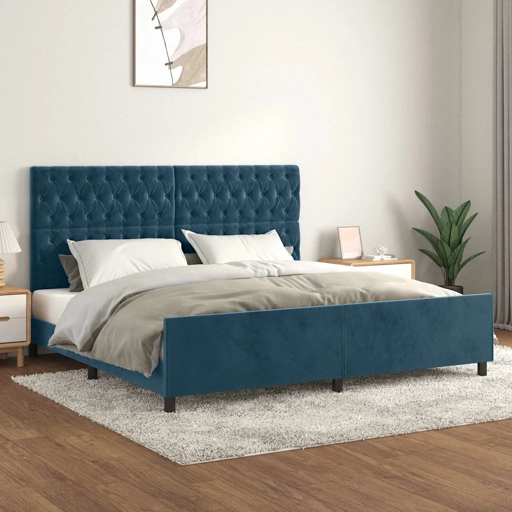 Giroletto senza Materasso Blu Scuro 200x200 cm in Velluto 3125962