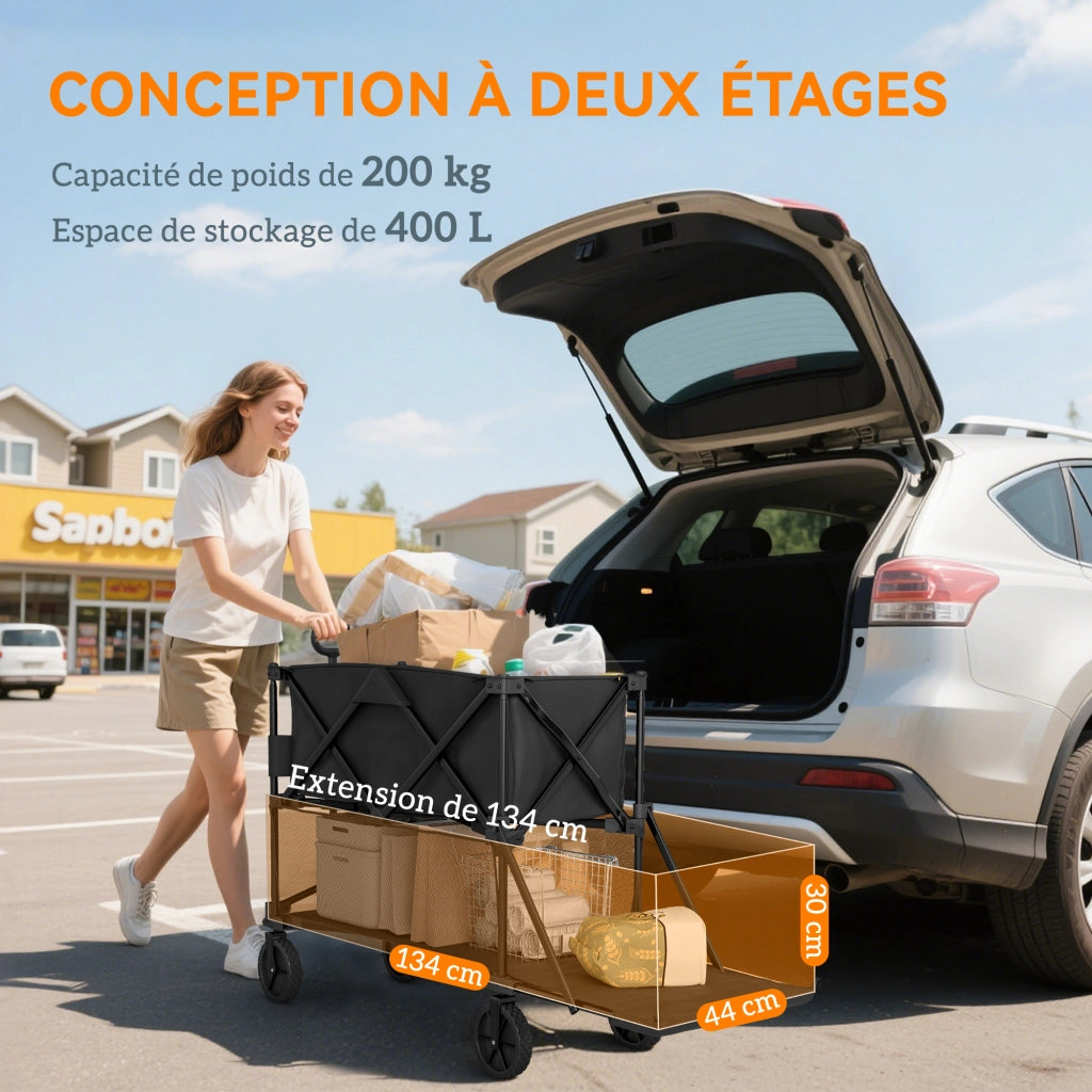 Carrello da giardino pieghevole 350L ¨C zephmum ¨C nero
