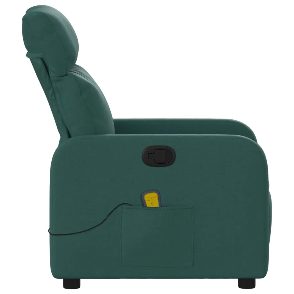Poltrona Massaggiante Reclinabile Verde Scuro in Tessuto 374180