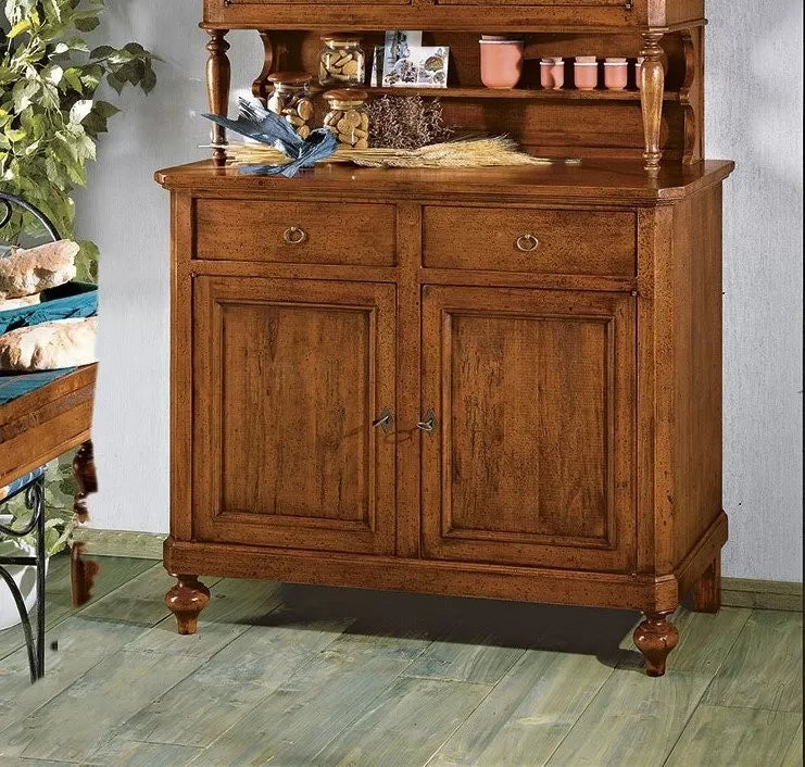 Cristalliera napoletana in legno massello 4 porte 2 cassetti tinta noce l.116 p.49 h.206 (6011+6012) - Mobili 2G