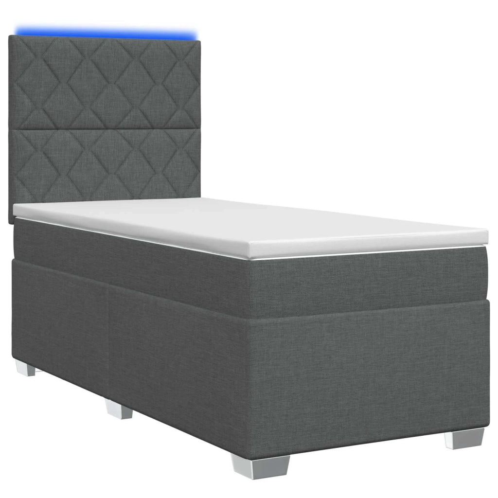 Letto con Box Spring, Materasso e LED Grigio Scuro 90 x 190 cm 3454969
