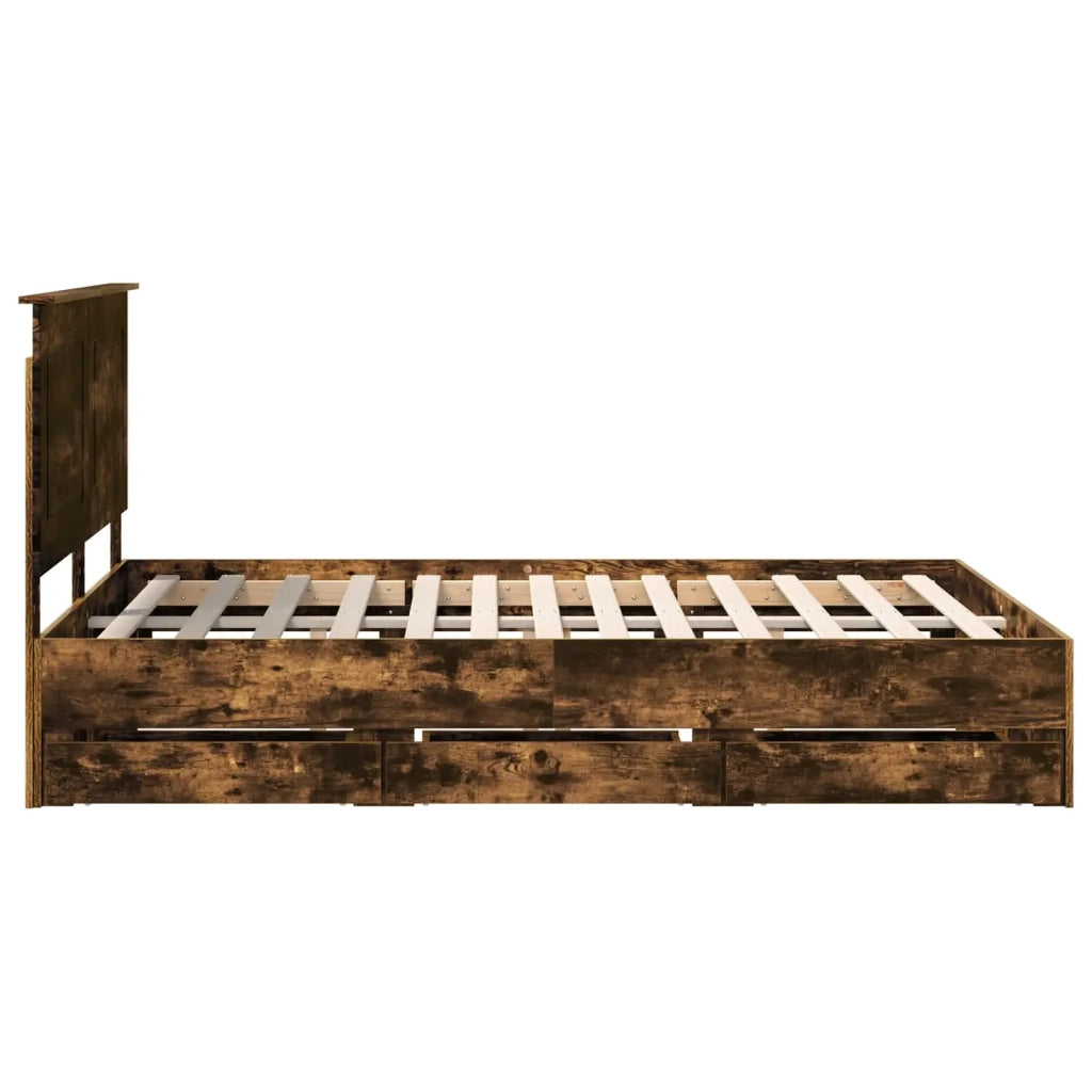 Struttura del letto con cassetto Rovere fumé 140 x 190 cm 3409458