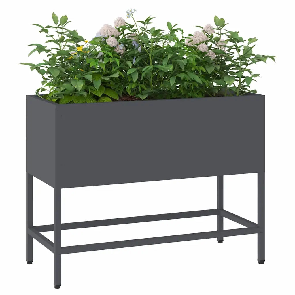 Vaso da giardino-Fioriera Esterno-Contenitore per Piante Rialzato Antracite 60 x 26 x 45 cm Acciaio
