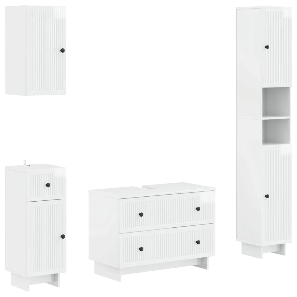 Set di Mobili da Bagno da 4 Pezzi EDE Bianco Lucido 3417904