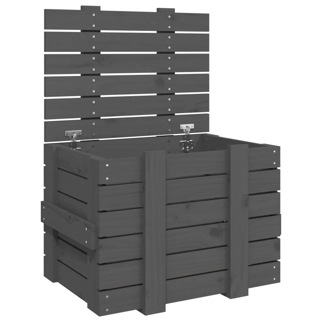 Contenitore Portaoggetti Grigio 58x40,5x42 cm Massello di Pino 824995