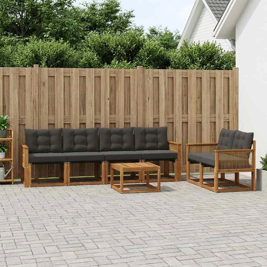 Set di divani da esterno 7 pz Naturale e Nero 3381796