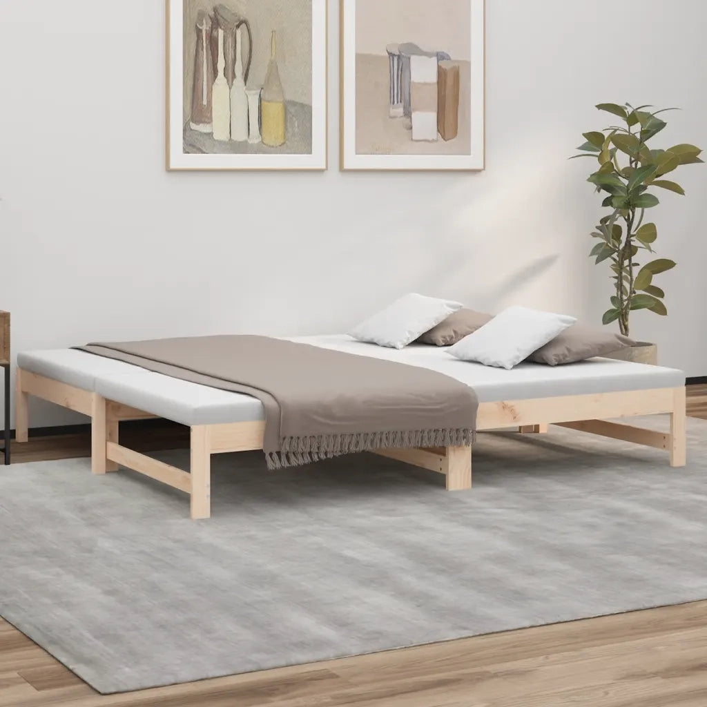 Dormeuse Estraibile 2x(75x190) cm Legno Massello di Pino cod mxl 41580