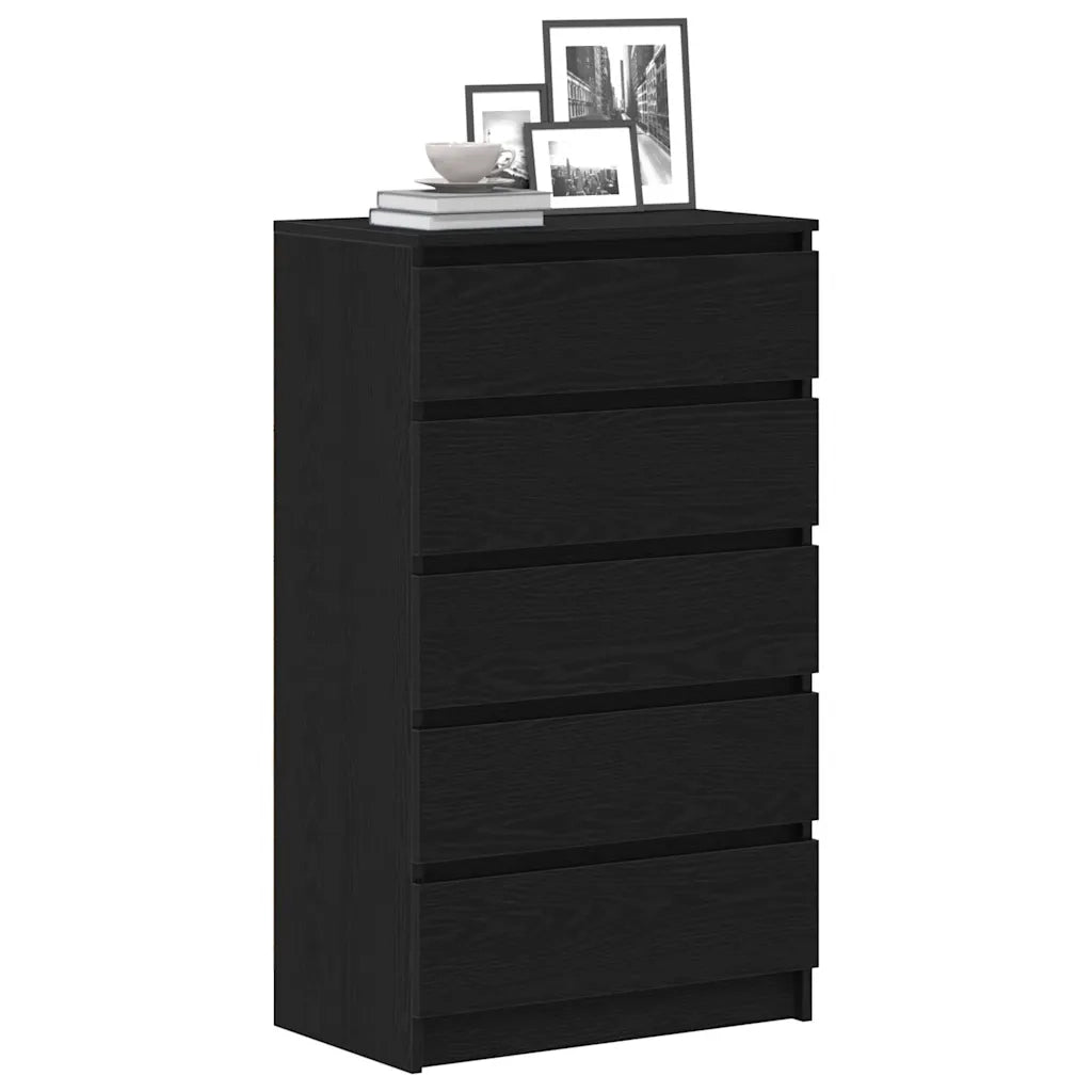 Cassettiera Rovere Nero 60x36x103 cm in Legno Multistrato 862008