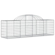 Cesto gabbione recinzione a gabbia muro di contenimento ad arco 200 x 50 x 60/80 cm ferro zincato argento 02_0040045