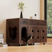 Mobile Toilette per Gatti con Porta ¨C MINIMAL ¨C Noce, 100x45x66 cm