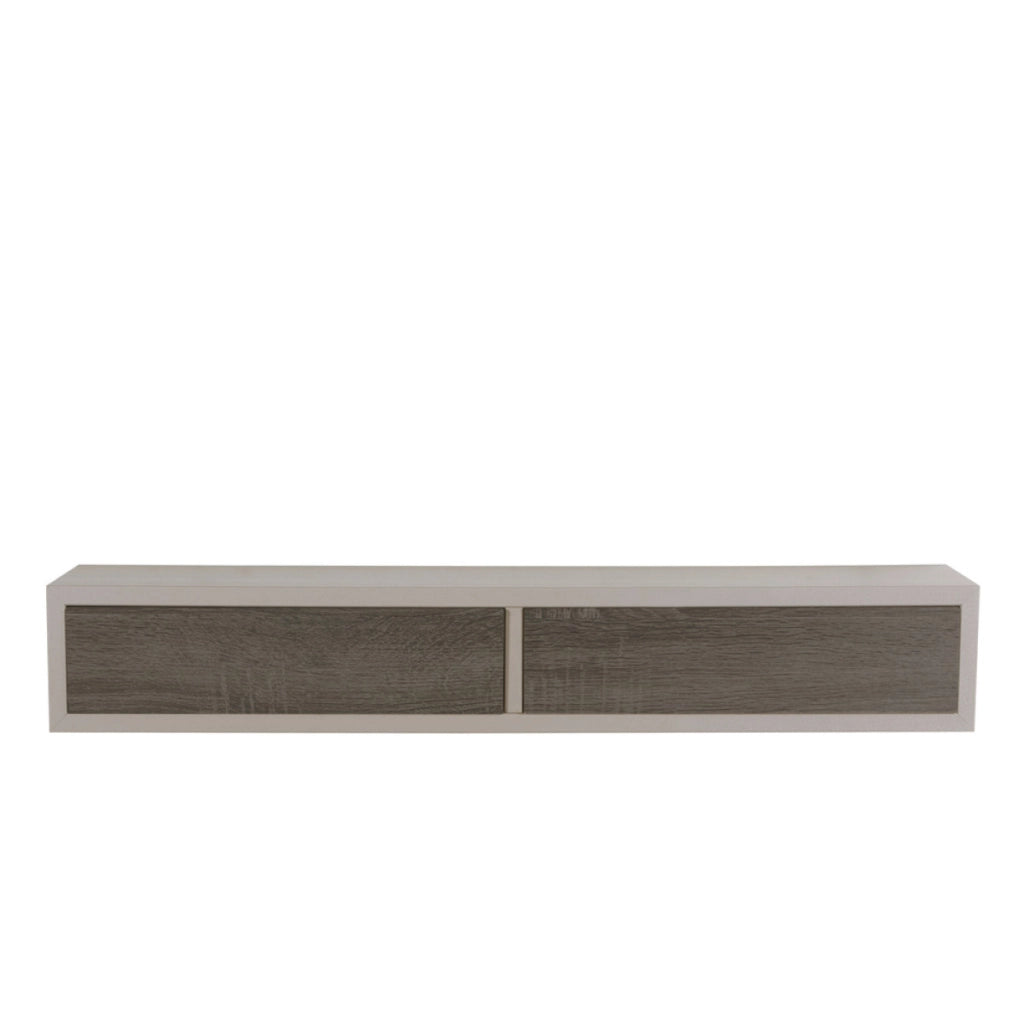 Mensola da Muro con 2 Cassetti Modello DOMINO, Comodino Sospeso, Mensola da Parete, 88.2x13.4 p20 cm. Finitura TALPA/NOCE - MADE IN ITALY