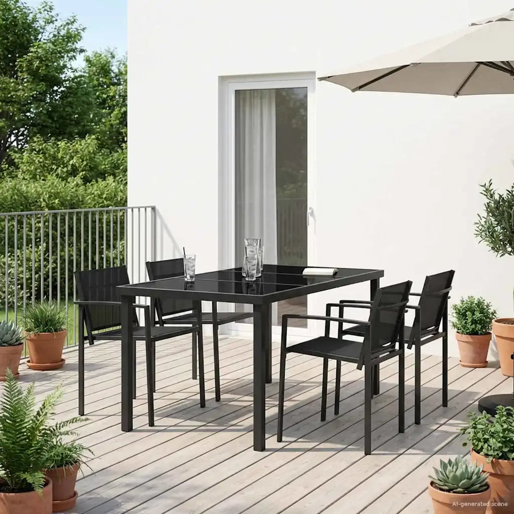 Set di Mobili da Esterno 5 pcs Nero e antracite Textilene 3422881