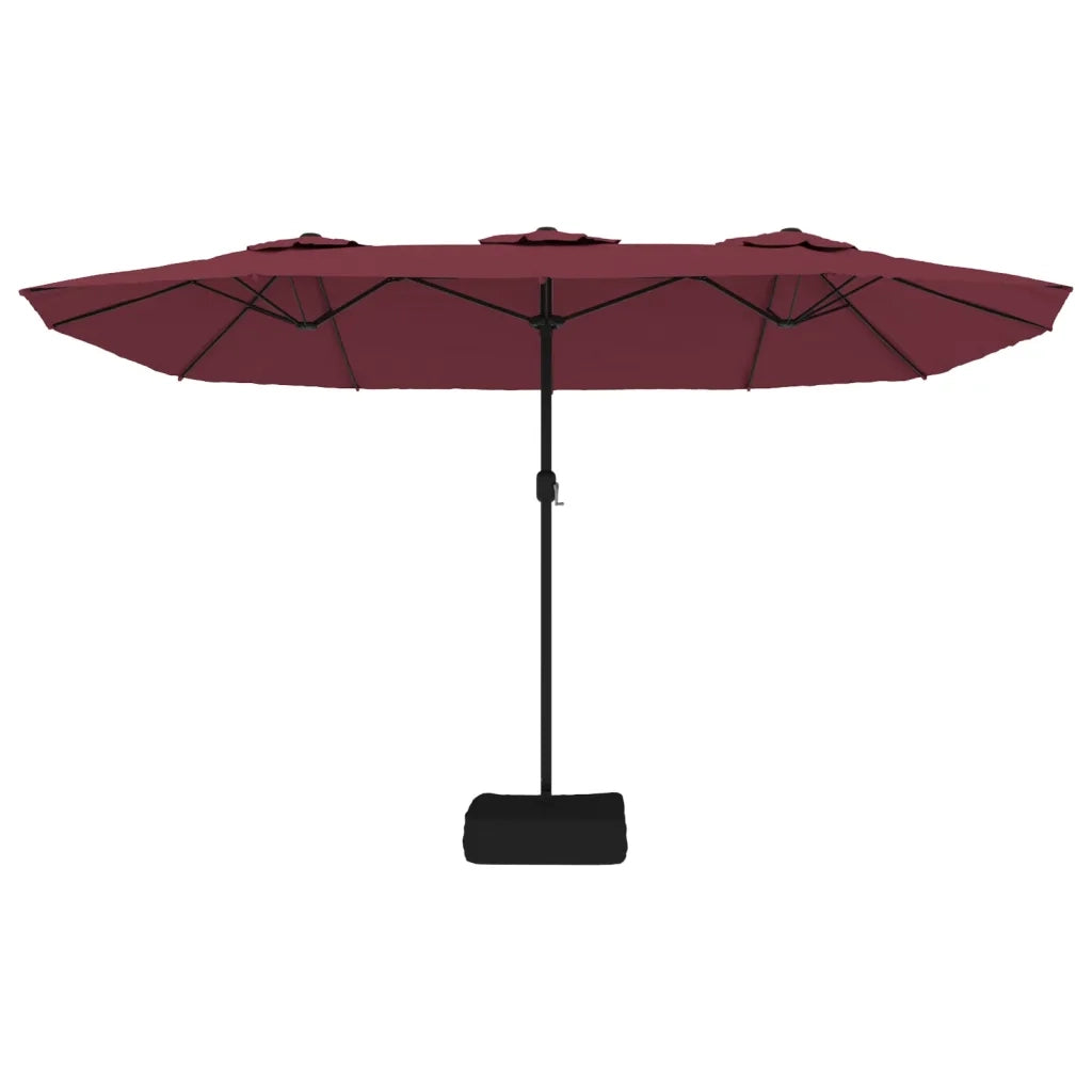 Ombrellone a Doppia Testa con LED Rosso Bordeaux 449x265 cm 362957